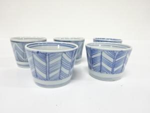 古伊万里　染付　矢羽根紋　蕎麦猪口　5客